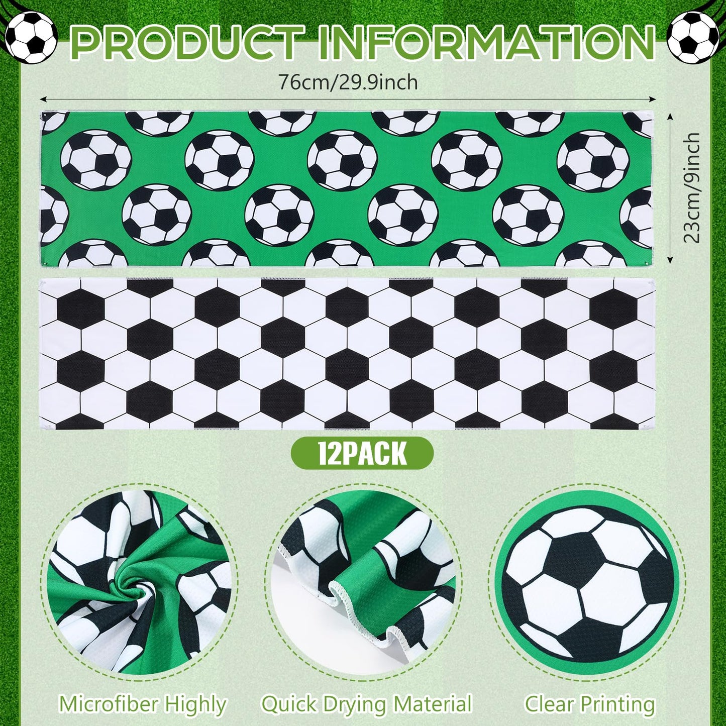 Remagr 12 Pcs Baseball Cooling Towels 30" x 9" Quick Dry Microfiber Sweat Towels for Workout, Gym, Running, Baseball Teams Sports Fans Party Favors Gifts