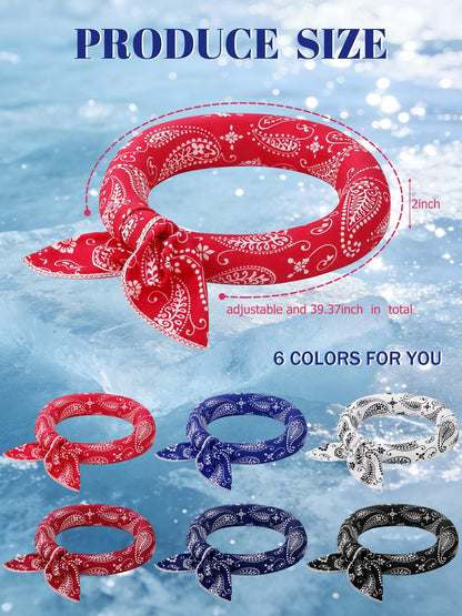 Coume 6 Pack Cooling Neck Wraps Neck Cooler Ice Bandanas Scarf for Hot Weather Summer Ultra Running Walking Riding Women Men