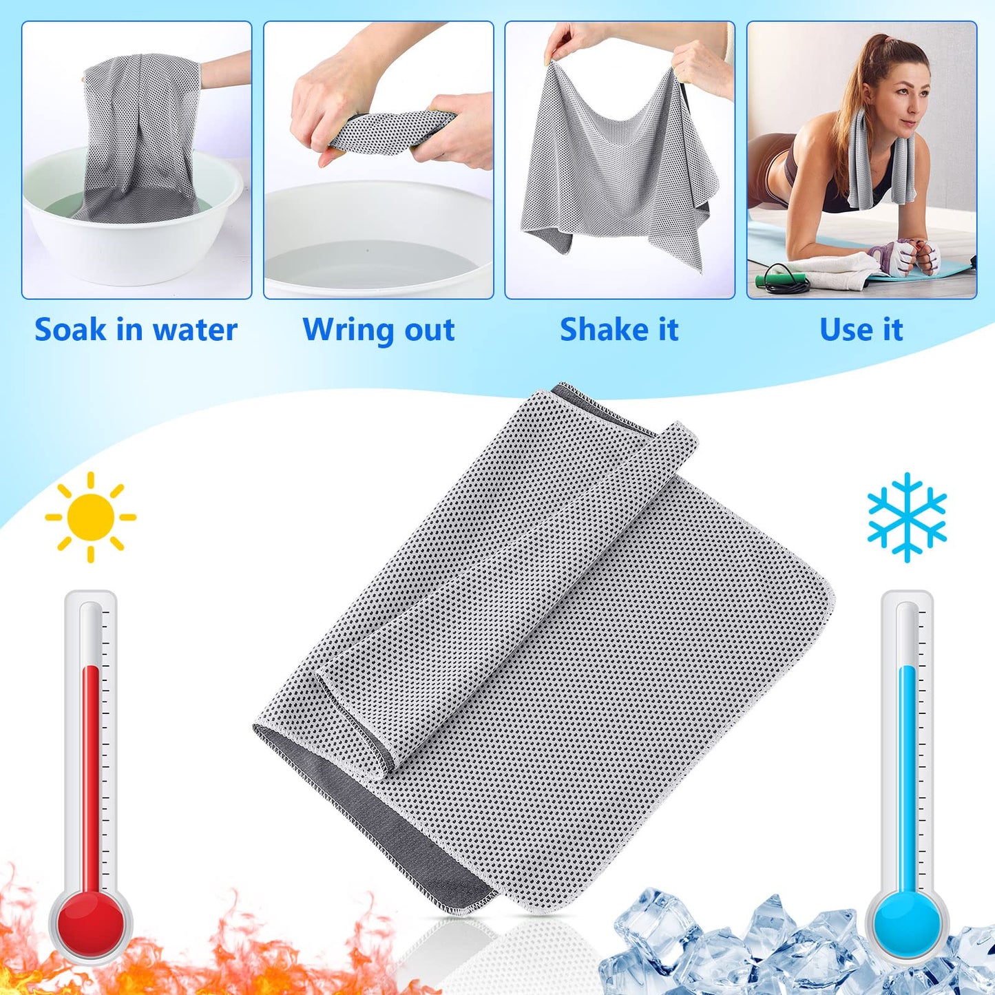Shellwei 100 Pcs Cooling Towels Bulk 32 x 12 Inch Ice Towel Bulk Cooling Rag for Face and Neck Soft Breathable Microfiber Cloth Chilly Quick Cold for Gym Sport Golf Running Stay Cold (Multicolor)
