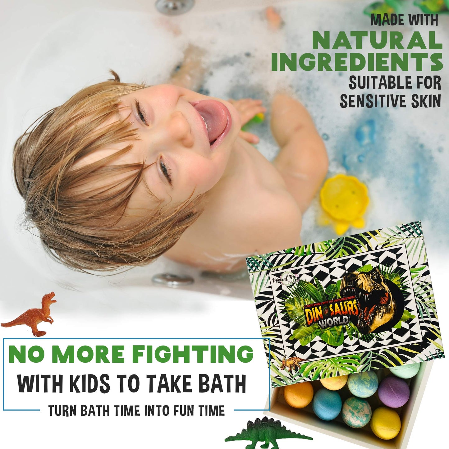 Bath Bombs for Kids with Surprise Toys Inside Plus Dinosaur Puzzle - Set of 9 Organic Dino Egg Bath Bombs, Gentle and Kids Safe, Fizzy Balls with Rich Bubbles, Birthday Gifts for Boys, Girls
