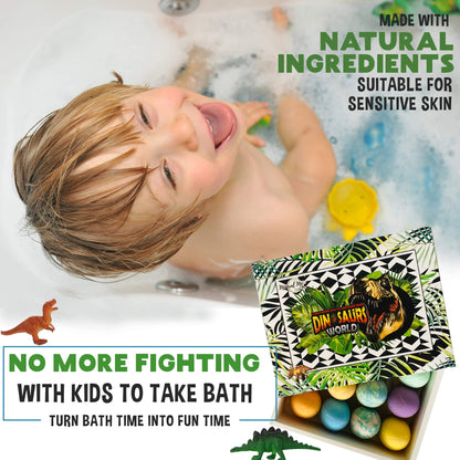 Bath Bombs for Kids with Surprise Toys Inside Plus Dinosaur Puzzle - Set of 9 Organic Dino Egg Bath Bombs, Gentle and Kids Safe, Fizzy Balls with Rich Bubbles, Birthday Gifts for Boys, Girls