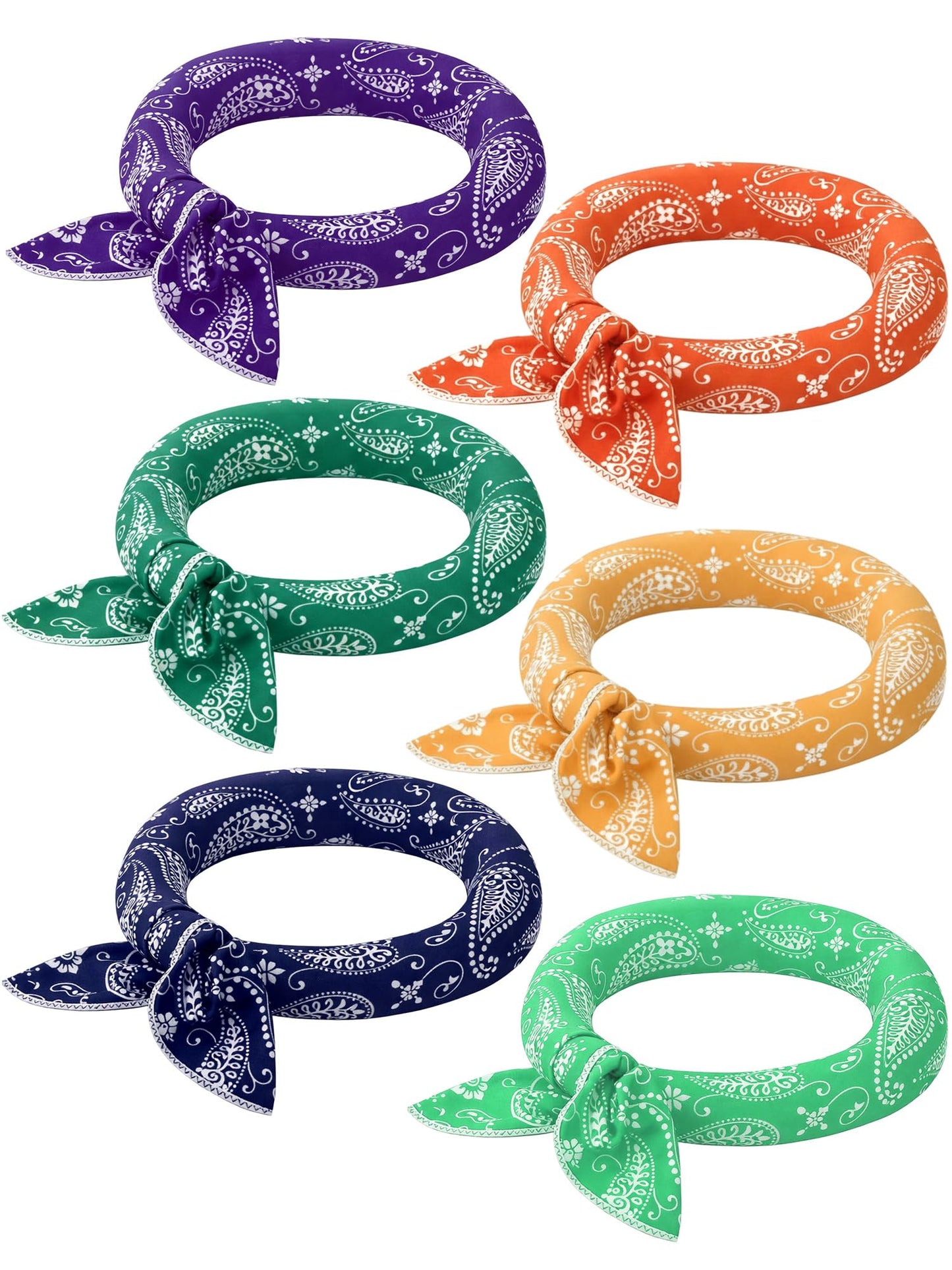 Coume 6 Pack Cooling Neck Wraps Neck Cooler Ice Bandanas Scarf for Hot Weather Summer Ultra Running Walking Riding Women Men