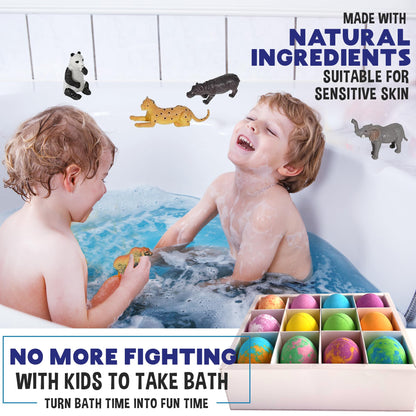 Bath Bombs for Kids with Surprise Toys Inside Plus Dinosaur Puzzle - Set of 9 Organic Dino Egg Bath Bombs, Gentle and Kids Safe, Fizzy Balls with Rich Bubbles, Birthday Gifts for Boys, Girls
