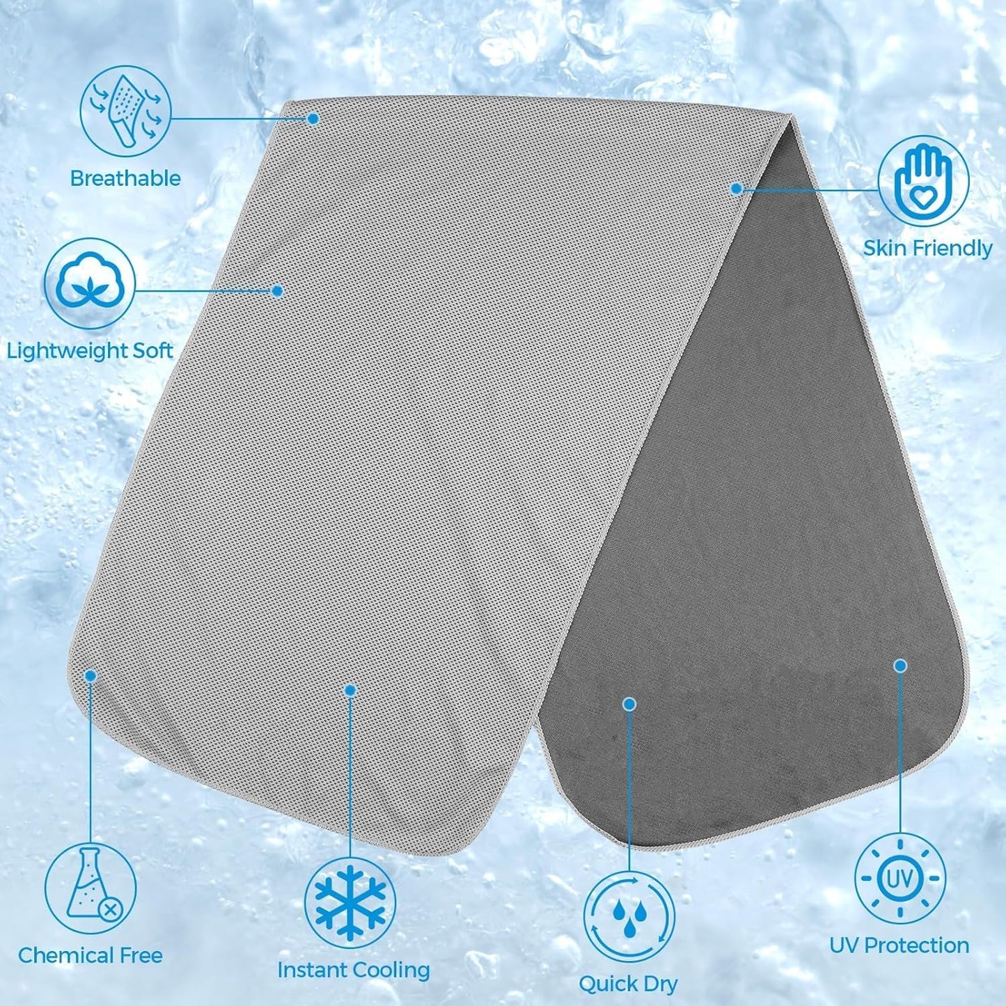 4 Pack Cooling Towels (40"x12"), Cooling Towels for Neck and Face, Gym Towel for Working Out, Soft Breathable Microfiber Ice Towel for Yoga Sport Running (Black/Black/Dark Gray/Dark Gray)
