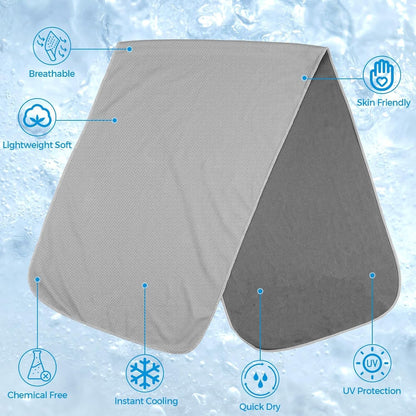 4 Pack Cooling Towels (40"x12"), Cooling Towels for Neck and Face, Gym Towel for Working Out, Soft Breathable Microfiber Ice Towel for Yoga Sport Running (Black/Black/Dark Gray/Dark Gray)