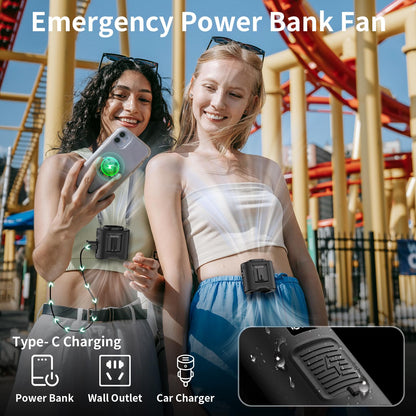 Socool 10000mAh Portable Waist Fan Clip on Wearable Belt Personal Fan Rechargeable Battery operated With 5 Speeds & Flashlight Neck Hands-Free 40H Cooling For Outdoor Camping Travel (Black)