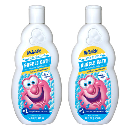 Mr. Bubble Extra Gentle Bubble Bath - Hypoallergenic, Tear Free Bubble Bath Solution Perfect for Sensitive Skin (Pack of 2 Bottles, 16 fl oz Each)