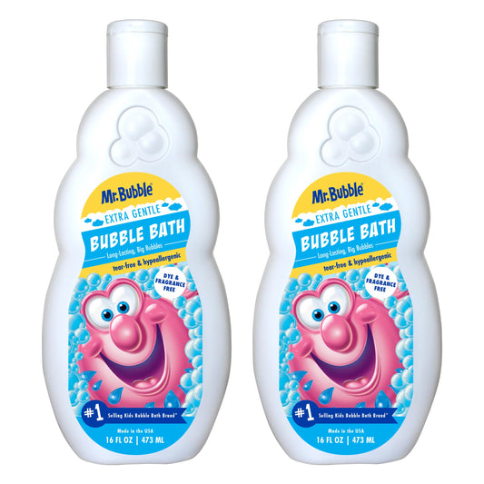 Mr. Bubble Extra Gentle Bubble Bath - Hypoallergenic, Tear Free Bubble Bath Solution Perfect for Sensitive Skin (Pack of 2 Bottles, 16 fl oz Each)