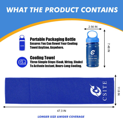 CSITE Cooling Towels (47"x12") for Neck and Face, Ice Towel for Hot Weather, Soft Breathable Chilly Gym Towels, Microfiber Towel for Work Out, Yoga, Running, Camping & More Activities（Green）