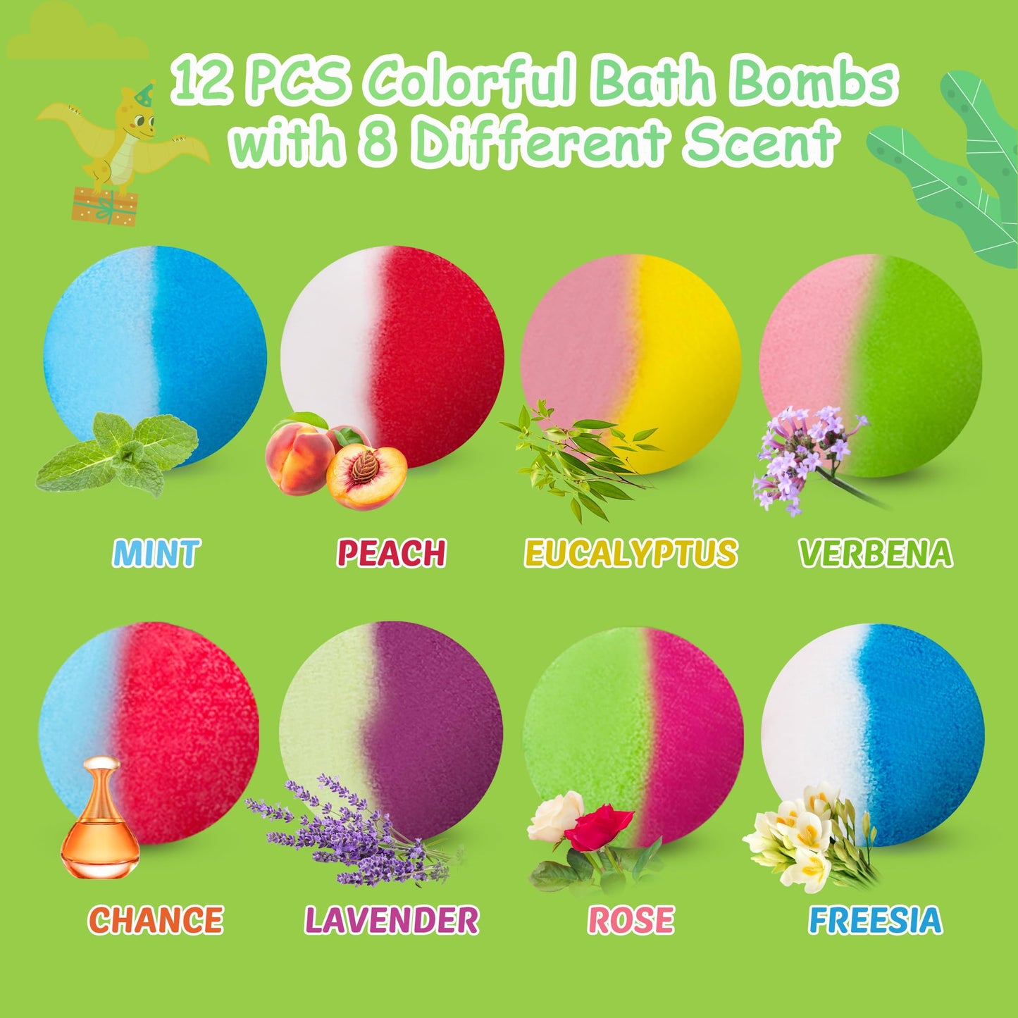 Bath Bombs for Kids, 12 Pcs Bath Bombs with Glow in The Dark Animal Surprise Inside, Handmade Organic Bubble Bath Ball Gift Set for Boys and Girls, Gift for Birthday Christmas Easter