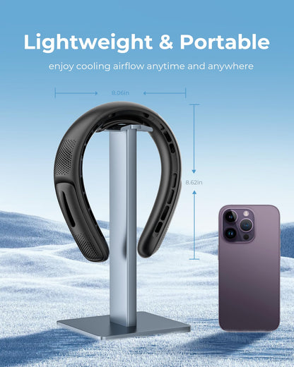 Portable Neck Fan, 4 Turbo Bladeless Neck Fan, 4000 mAh Battery Operated USB Rechargeable Personal Fan, 360° Cooling Hands Free Fan, 3 Speeds, LED Display, Wearable Fan for Office Travel Gifts