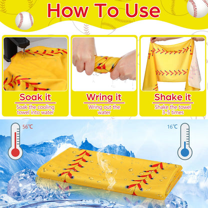 Remagr 12 Pcs Baseball Cooling Towels 30" x 9" Quick Dry Microfiber Sweat Towels for Workout, Gym, Running, Baseball Teams Sports Fans Party Favors Gifts