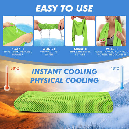 CSITE Cooling Towels (47"x12") for Neck and Face, Ice Towel for Hot Weather, Soft Breathable Chilly Gym Towels, Microfiber Towel for Work Out, Yoga, Running, Camping & More Activities（Green）