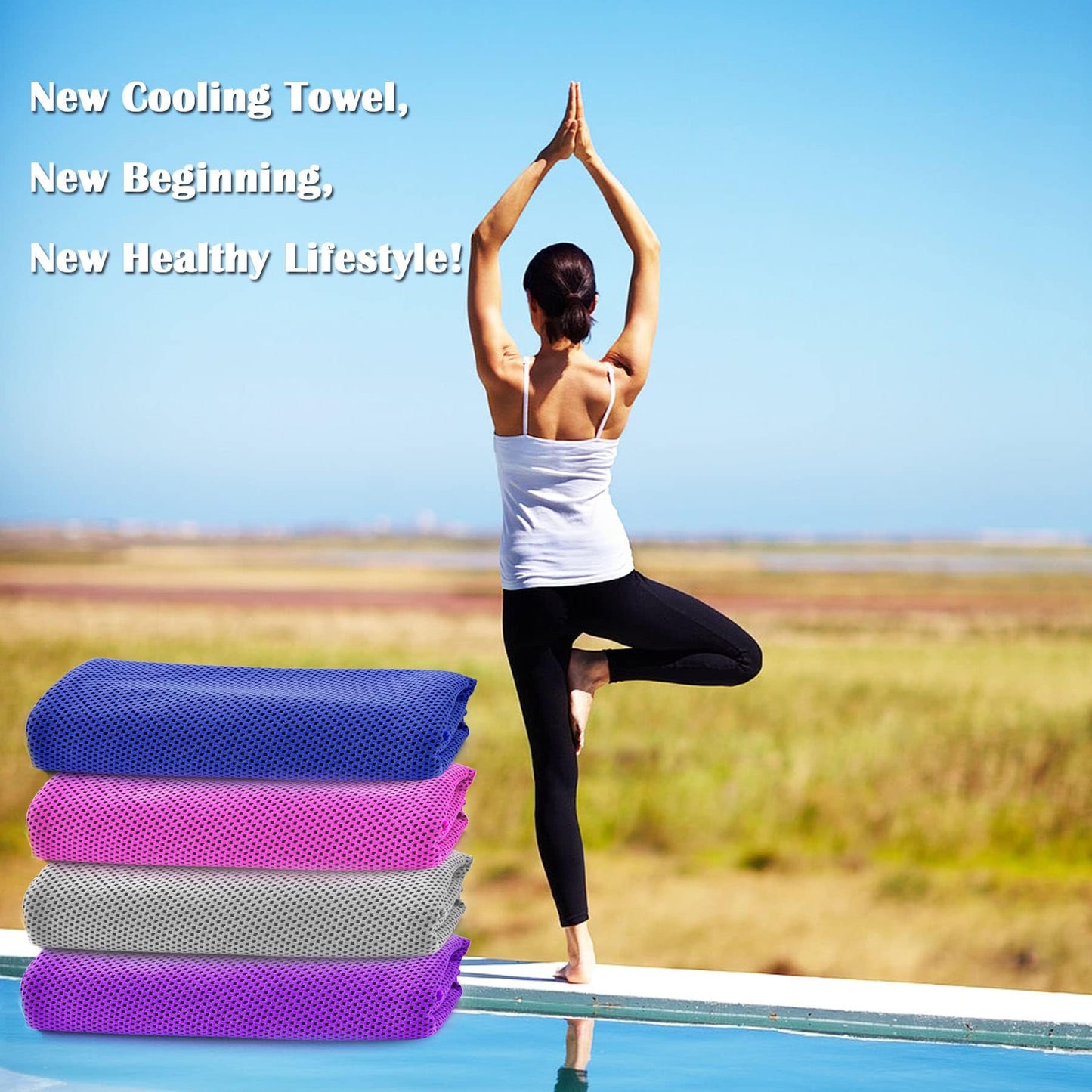 4 Packs Cooling Towels for Neck and Face(40"x 12"), Cool Sweat Towels for Hot Weather, Cooling Towels for Athletes, Lightweight Soft Breathable Towels for Yoga, Sport, Workout, Running, Gym, Camping