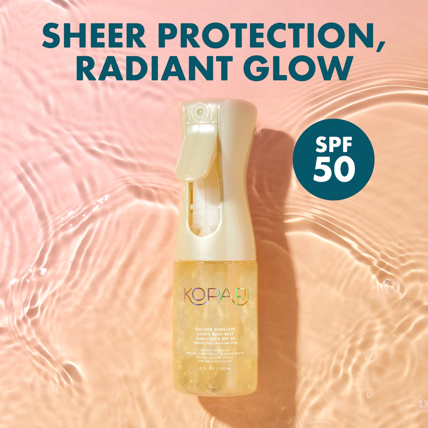 Kopari Sunglaze Body Gel Cream Sunscreen SPF 50+ | Broad-Spectrum Body Sunscreen with Hyaluronic Acid & Coconut Oil | Lightweight, Non-Greasy, Glowing Finish
