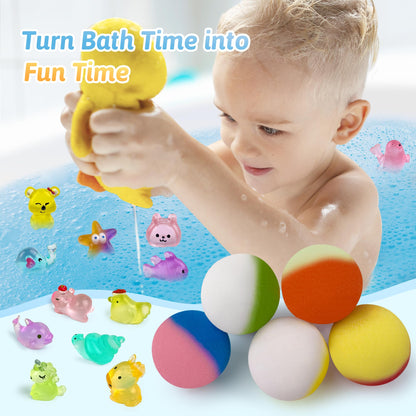 Bath Bomb Gift Set with Toys Inside, 20 Pack Organic Bath Bombs for Kids, Kids Safe Handmade Fizzy Balls for Kid, Ideal Birthday Gift for Boys & Girls