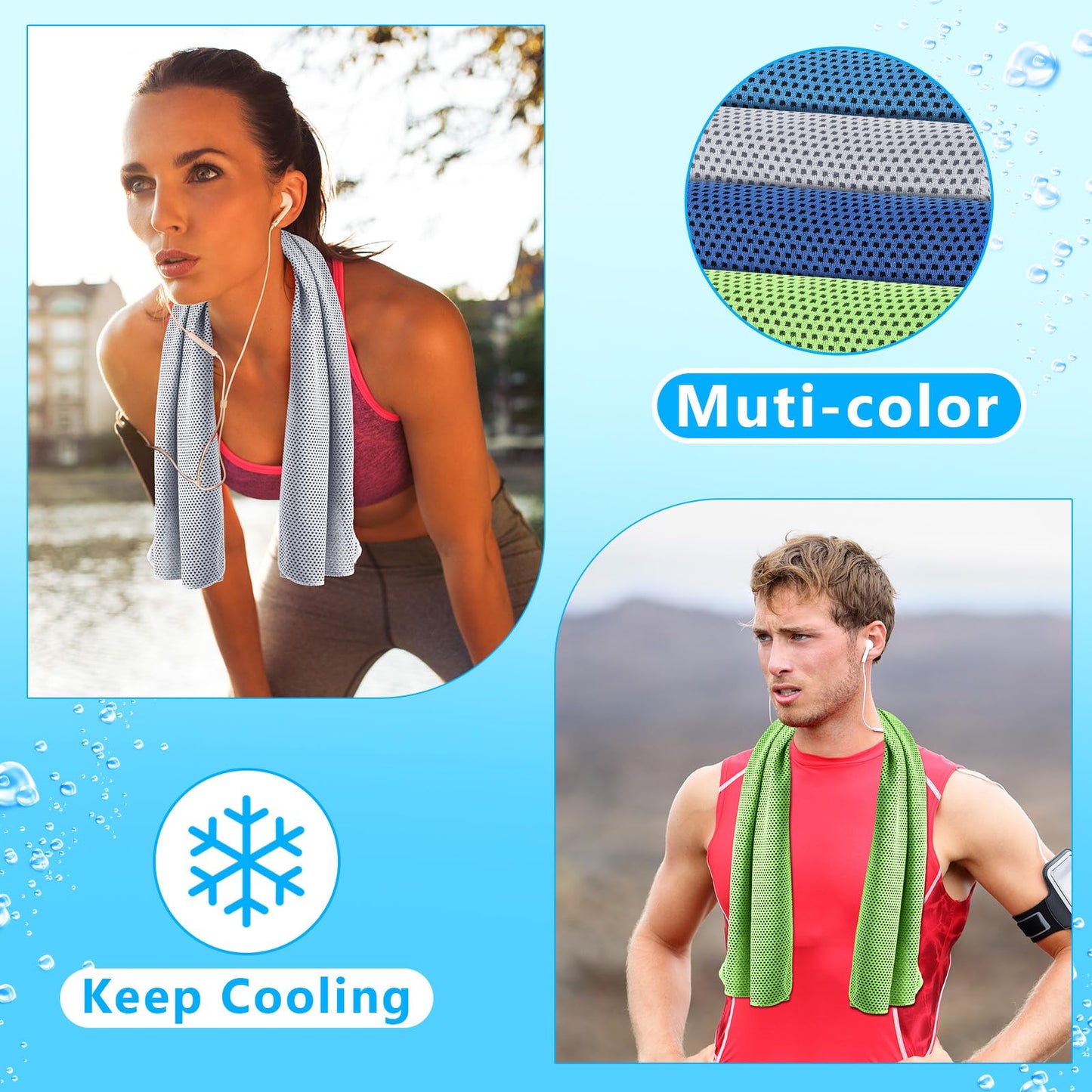 Shellwei 100 Pcs Cooling Towels Bulk 32 x 12 Inch Ice Towel Bulk Cooling Rag for Face and Neck Soft Breathable Microfiber Cloth Chilly Quick Cold for Gym Sport Golf Running Stay Cold (Multicolor)