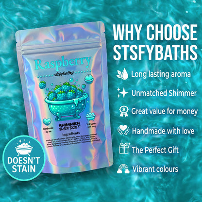 Sky Blue Bubblegum Shimmer Bath Bomb in A Bag - Handmade Scented Bath Bombs for Women,Kids and Men - Bathbomb Fizzies Perfect for Boys and Girls All Ages (4.4 Ounce, Sky Blue)