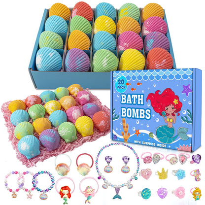 Bath Bombs for Kids with Surprise Fishing Games Inside for Girls Boys - 20 Kids Bath Bombs Gift Set, Handmade Bubble Bath Fizzes Bomb for Chrildren Birthday Christmas and Party Favor Gift for Boys