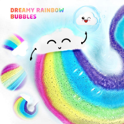 Rainbow Cloud Bath Bomb for Girls, 2 Extra Large Handmade Bath Bombs for Kids Bubble Bath Fizzies, Kids Safe Bath Bombs, Easter Basket Stuffers Mothers Day Gifts