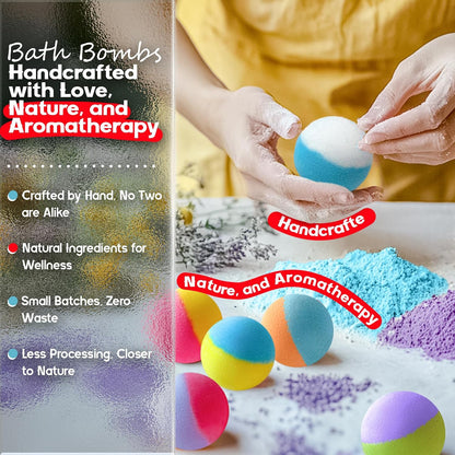 64 Pack Natural Bath Bombs Bulk Set – 8 Scents, Organic Ingredients, Long-Lasting Bubbles, Relaxing Gifts for Women & Men, Self-Care, Birthday, Christmas & Stocking Stuffers