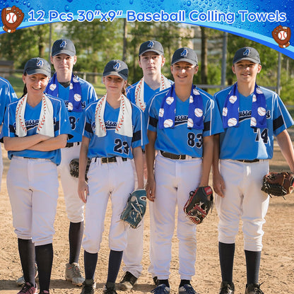 Remagr 12 Pcs Baseball Cooling Towels 30" x 9" Quick Dry Microfiber Sweat Towels for Workout, Gym, Running, Baseball Teams Sports Fans Party Favors Gifts