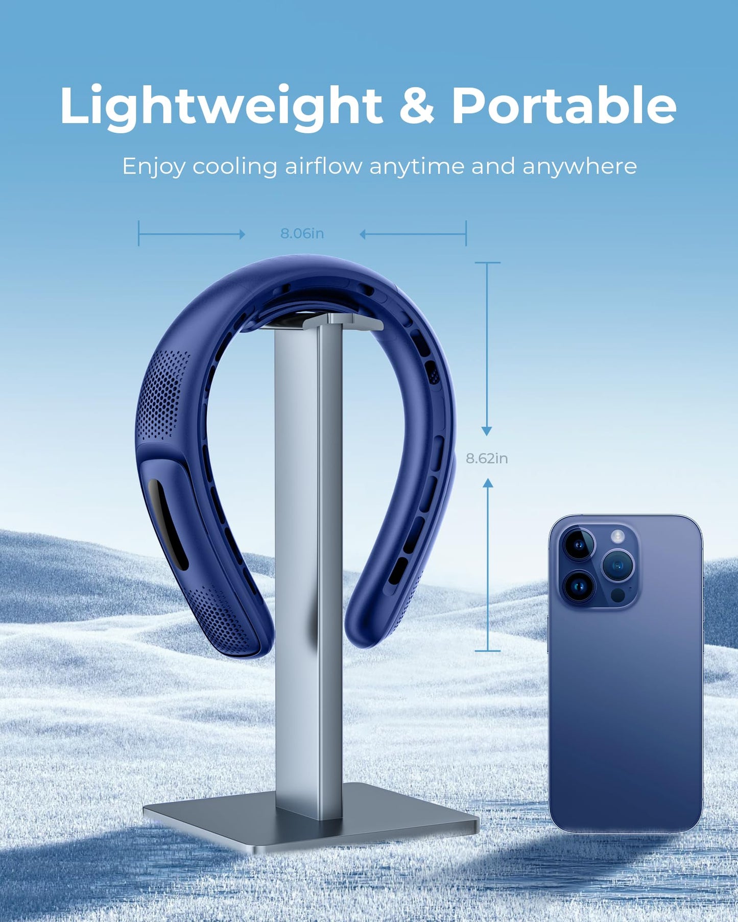Portable Neck Fan, 4 Turbo Bladeless Neck Fan, 4000 mAh Battery Operated USB Rechargeable Personal Fan, 360° Cooling Hands Free Fan, 3 Speeds, LED Display, Wearable Fan for Office Travel Gifts