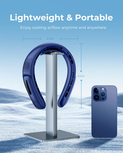 Portable Neck Fan, 4 Turbo Bladeless Neck Fan, 4000 mAh Battery Operated USB Rechargeable Personal Fan, 360° Cooling Hands Free Fan, 3 Speeds, LED Display, Wearable Fan for Office Travel Gifts