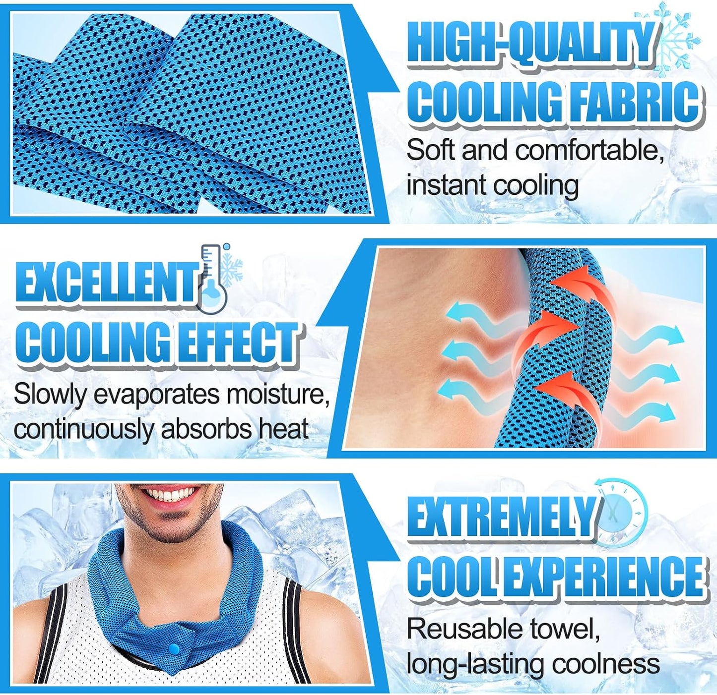3 Pcs Cooling Neck Wraps - Cooling Towels with Ice Polymer, Soft Breathable Neck Coolers for Summer Heat Sports Gym Workout Men Women Gifts