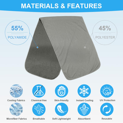 4 Pack Cooling Towels for Neck and Face(40"x12"), Cooling Neck Wraps, Ice Towel for Hot Weather, Soft Breathable Gym Towel, Cool Towel for Workout, Camping, Yoga, Sport, Running