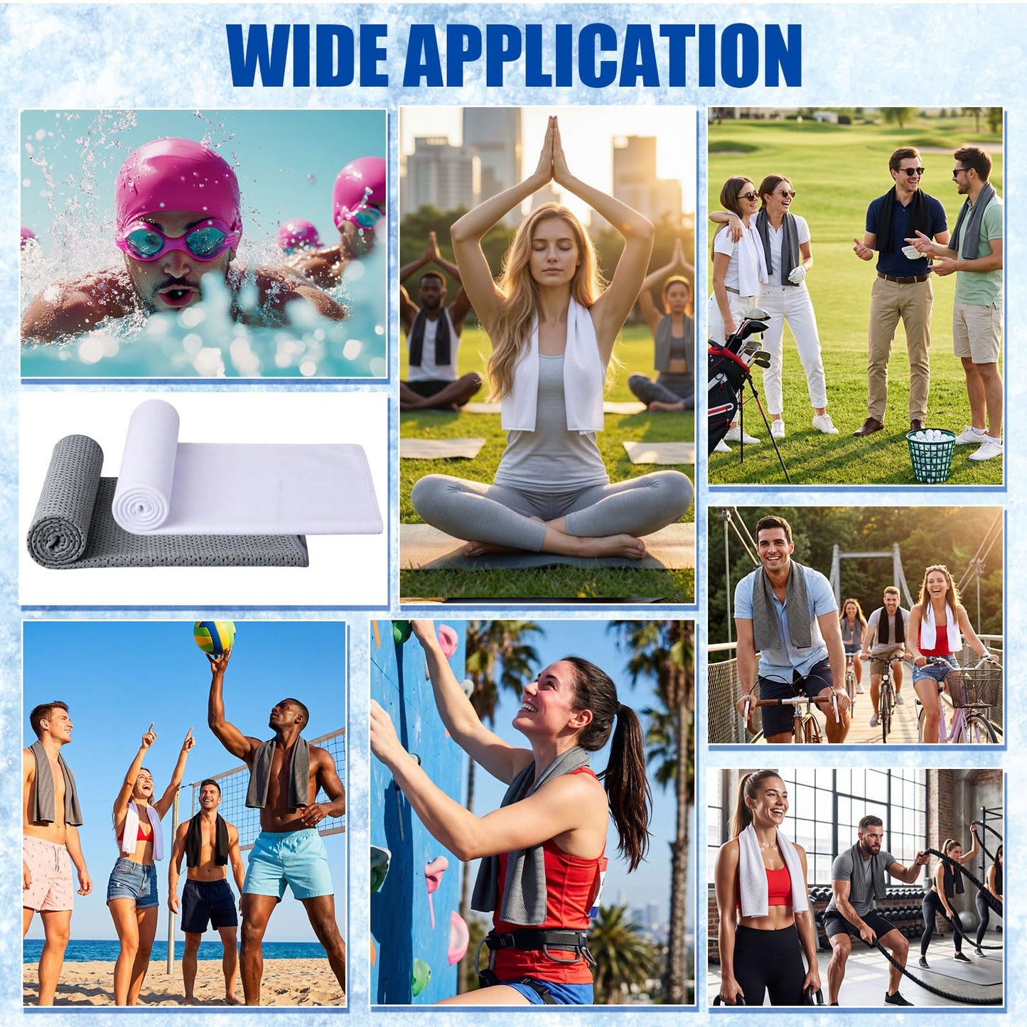 Shellwei 50 Pcs Cooling Towel 40 x 12 Inch Microfiber Workout Towels Breathable Chilly Towel Ice Cool Cold Towels Bulk Fast Drying Absorbent Sweat Rag for Neck Yoga Sports Golf Gym