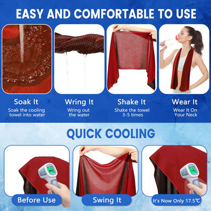 Hosuly 6 Pack Cooling Towels 40"x12" Ice Towel Cooling Neck Wraps Soft Breathable Chilly Stay Cool in Summer for Sports Yoga Golf Gym Activities(Black)