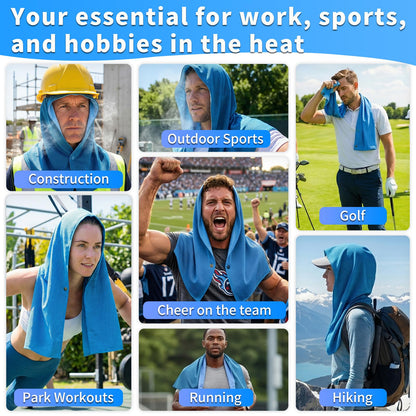 Cooling Hoodie Towels for Men and Women - Double-Layer Breathable PVA Cooling Towels for Neck and Face, Instant Cold Hooded Ice Towel for Sports, Gym, Hiking, Cycling in Hot Weather (Gray)