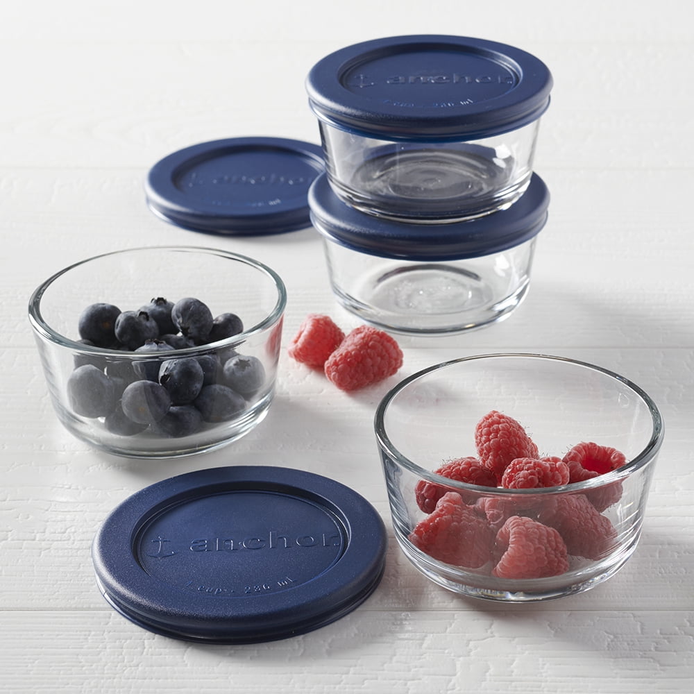 Whimsical Doughnut Glass Food Storage Containers with Lids, 1 Cup Round, Set of 4 - Playful Star & Heart Shaped Geometric NeeDoh Detail