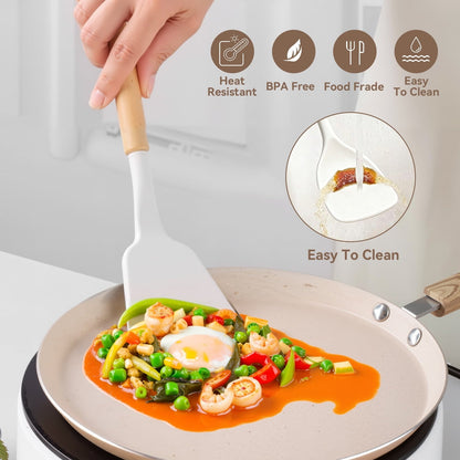 Heat-Resistant Kitchen Utensils Set for Cooking, 11 Cooking Utensils, 6 Knife set Beige,3 Utensil Sets,utensilios de cocina - Durable Turner & Ladle Utensil Set for Home Chefs Detail