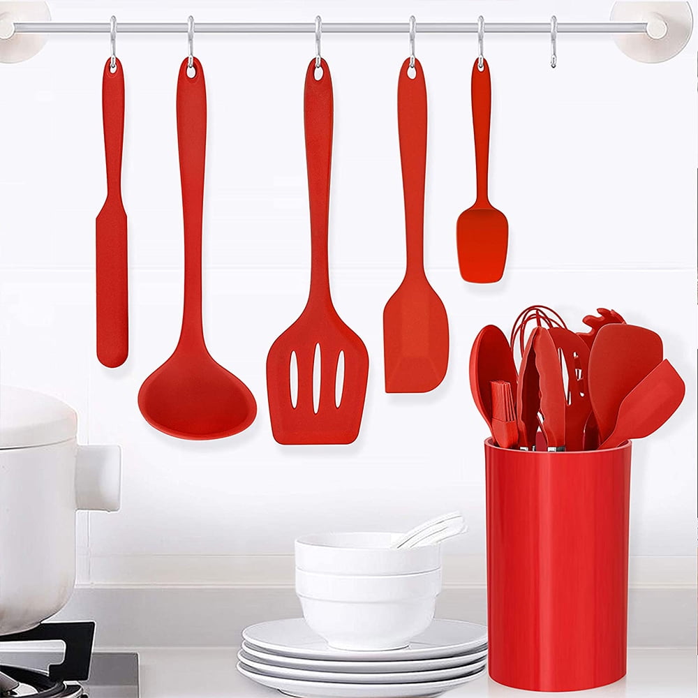 Durable Steel 14 Pcs Cooking Utensils Set with Holder, Heat Resistant Silicone Kitchen Cookware Utensils Set, Kitchen Cooking Tools... - Multi-Purpose Hand Tool for Daily Meal Prep Detail