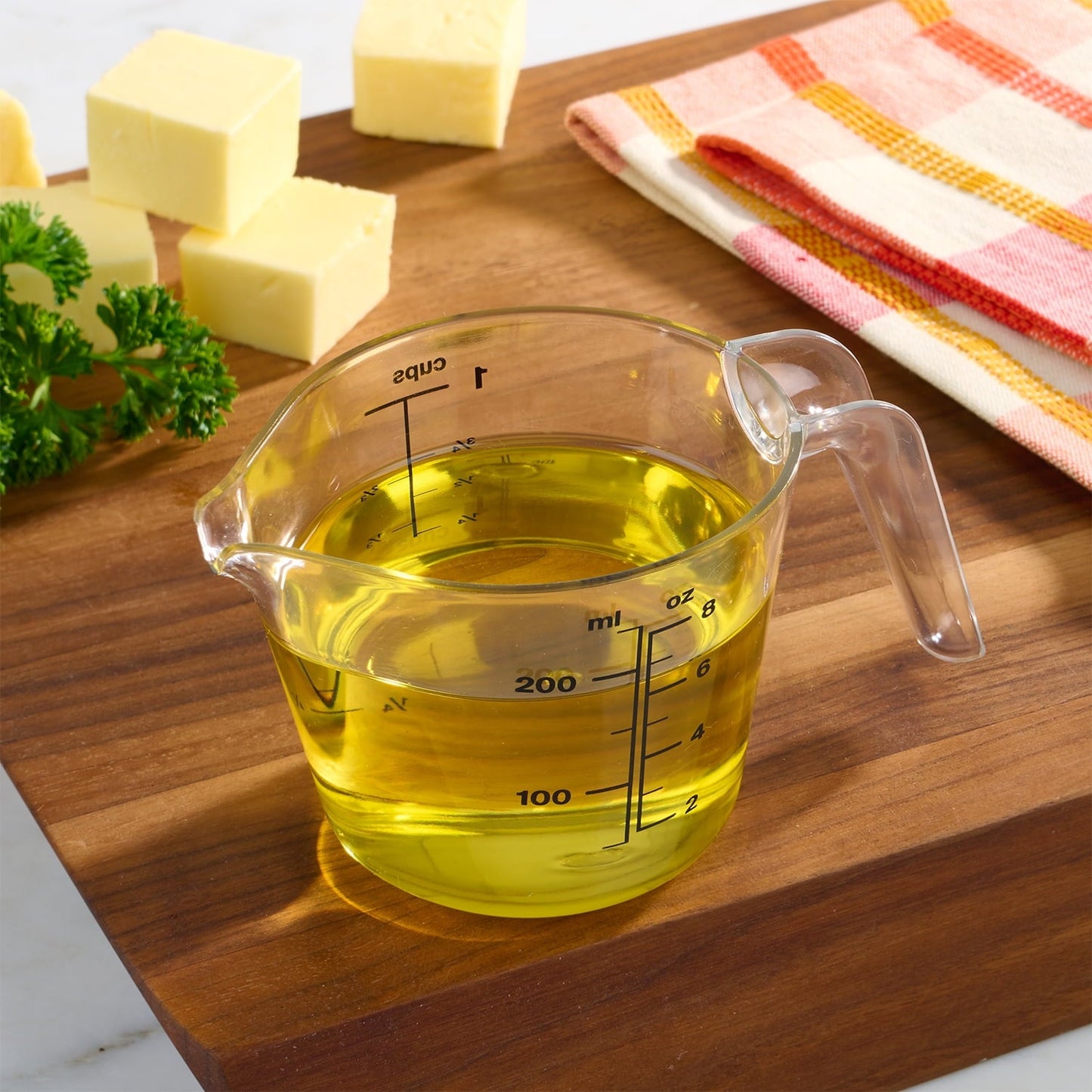 Time-Saving 1 Cup Large Spout Plastic Measuring Cup, Clear - Multi-Functional Manual Food Chopper & Slicer Detail