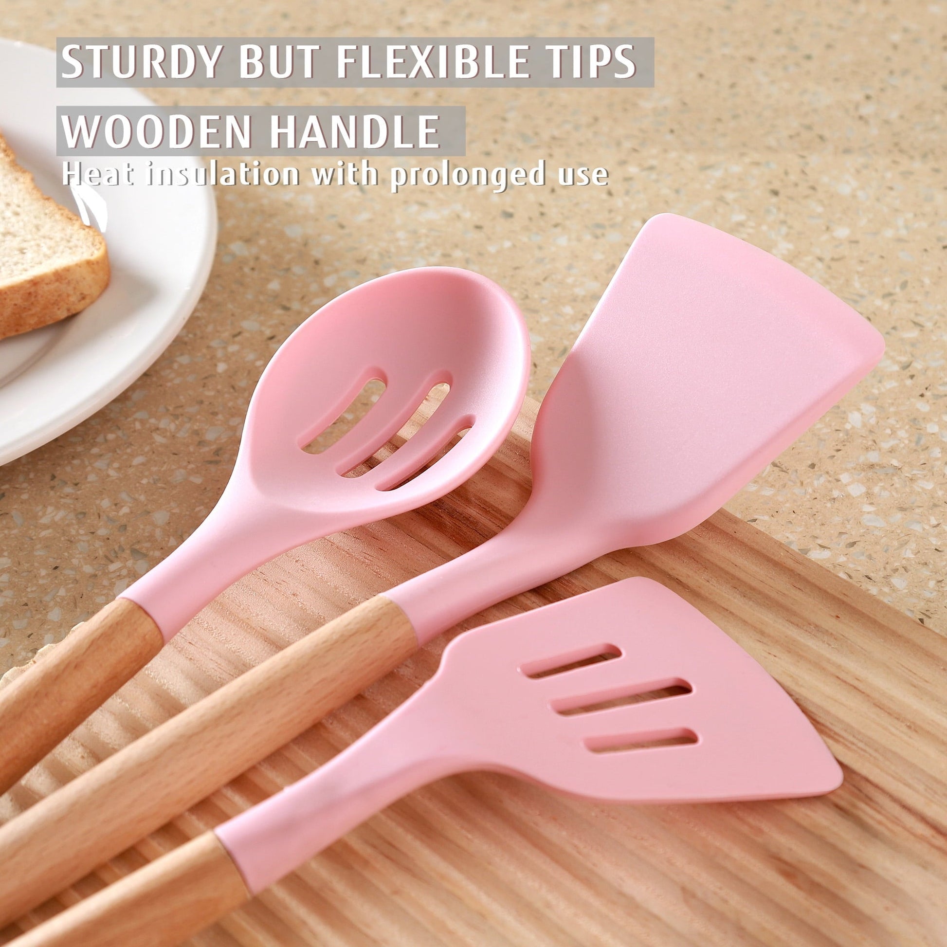 Non-Stick Safe 32 PCS Silicone Cooking Utensils Set, 446°F Heat Resistant for Nonstick Cookware - Premium Stainless Steel Cooking Utensil for Non-Stick Pots Detail
