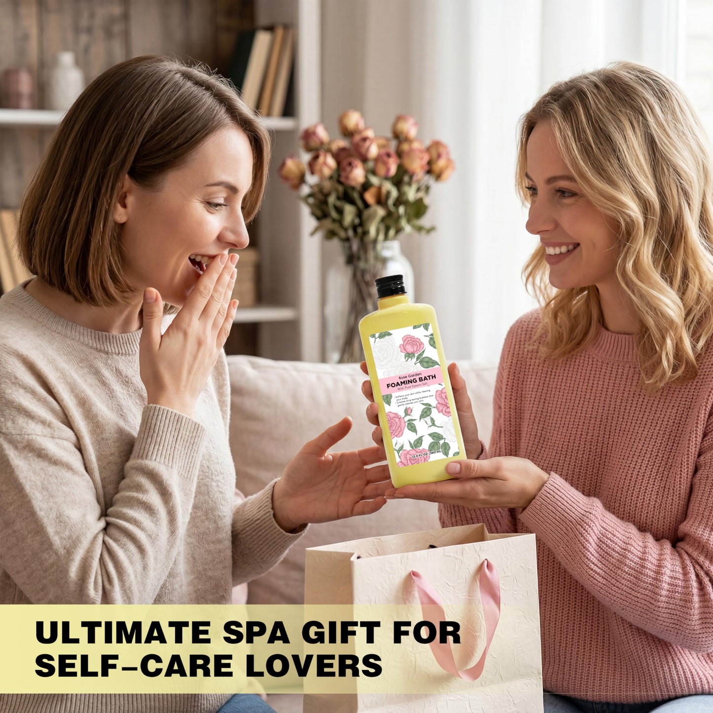 Serenity Sanctuary Bubble Bath for Women, Scented Gift Set for Adults, 51.2 fl oz (Pack of 4), with Shower Gel, Ladies Foaming Bath Variety, Mother's Day Gift for Mom, Christmas Gifts for Wife