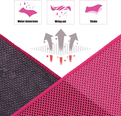 Cooling Towels (40"x 12", Pack of 10) for Neck and Face, Cold Towel for Hot Weather, Sports, Workout, Fitness, Gym, Yoga, Golf, Pilates, Travel, Camping & More