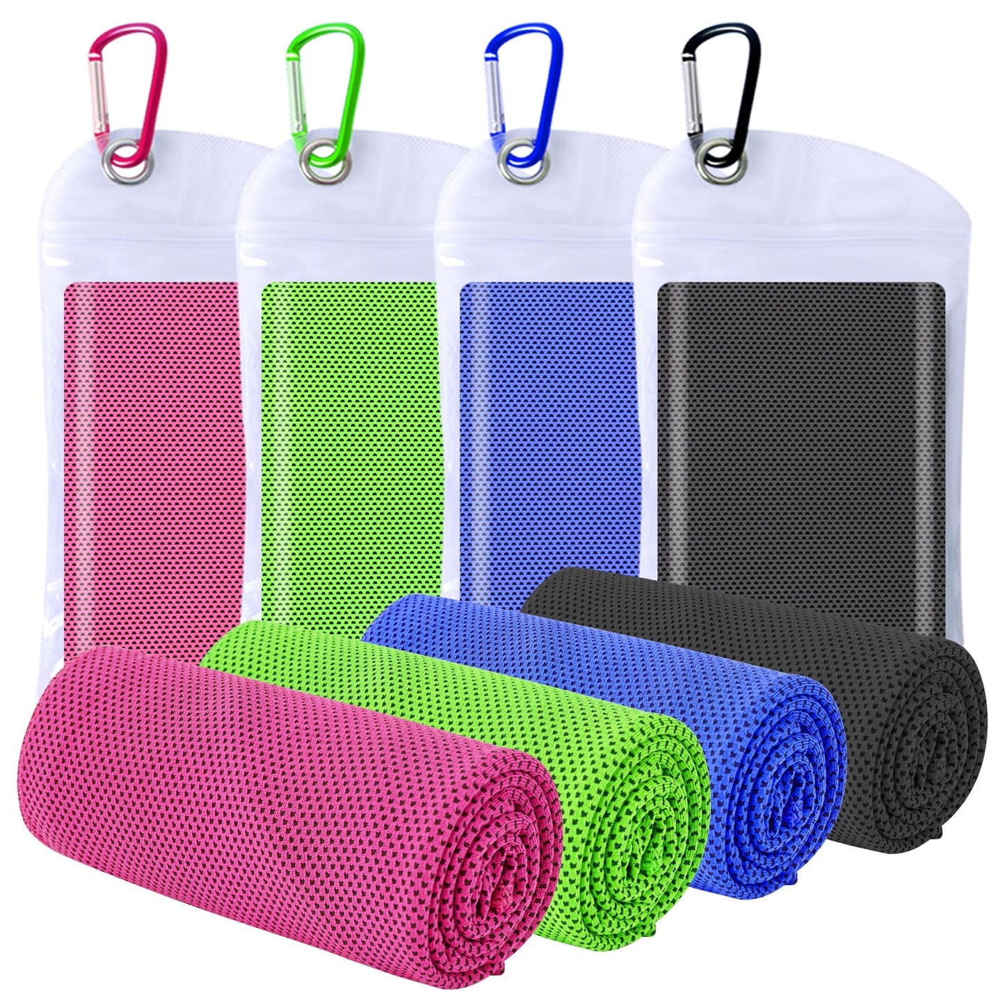 4 Packs Cooling Towels for Neck and Face(40"x 12"), Cool Sweat Towels for Hot Weather, Cooling Towels for Athletes, Lightweight Soft Breathable Towels for Yoga, Sport, Workout, Running, Gym, Camping