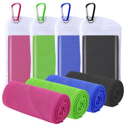 4 Packs Cooling Towels for Neck and Face(40"x 12"), Cool Sweat Towels for Hot Weather, Cooling Towels for Athletes, Lightweight Soft Breathable Towels for Yoga, Sport, Workout, Running, Gym, Camping