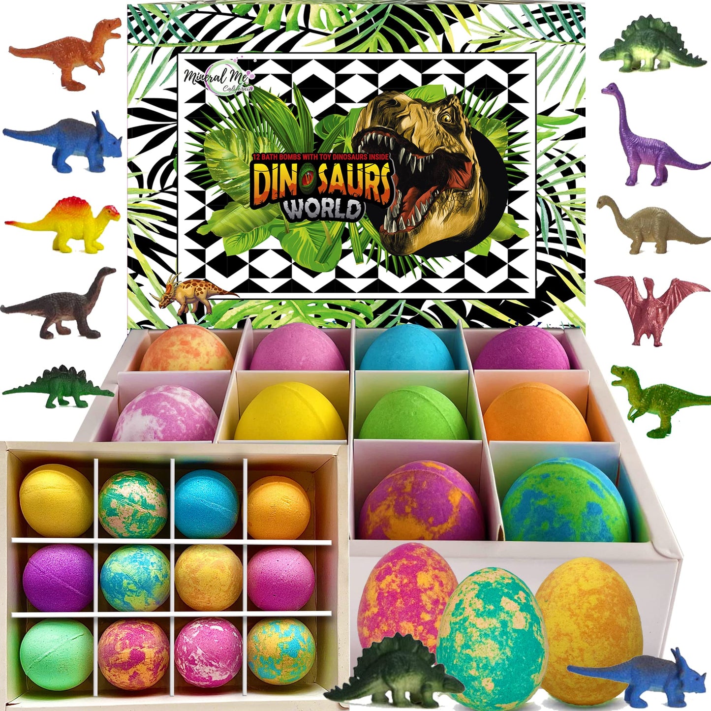 Bath Bombs for Kids with Surprise Toys Inside Plus Dinosaur Puzzle - Set of 9 Organic Dino Egg Bath Bombs, Gentle and Kids Safe, Fizzy Balls with Rich Bubbles, Birthday Gifts for Boys, Girls