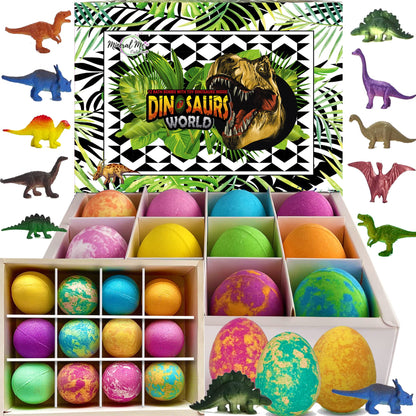 Bath Bombs for Kids with Surprise Toys Inside Plus Dinosaur Puzzle - Set of 9 Organic Dino Egg Bath Bombs, Gentle and Kids Safe, Fizzy Balls with Rich Bubbles, Birthday Gifts for Boys, Girls
