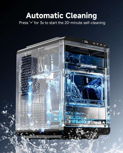 Crescent Ice Maker Countertop, 35Lbs/24H, Clear Ice Maker with Self-Cleaning & Timer, 16 Crystal-Clear Ice in 12 Mins, Countertop Ice Makers for Home, Office or Party
