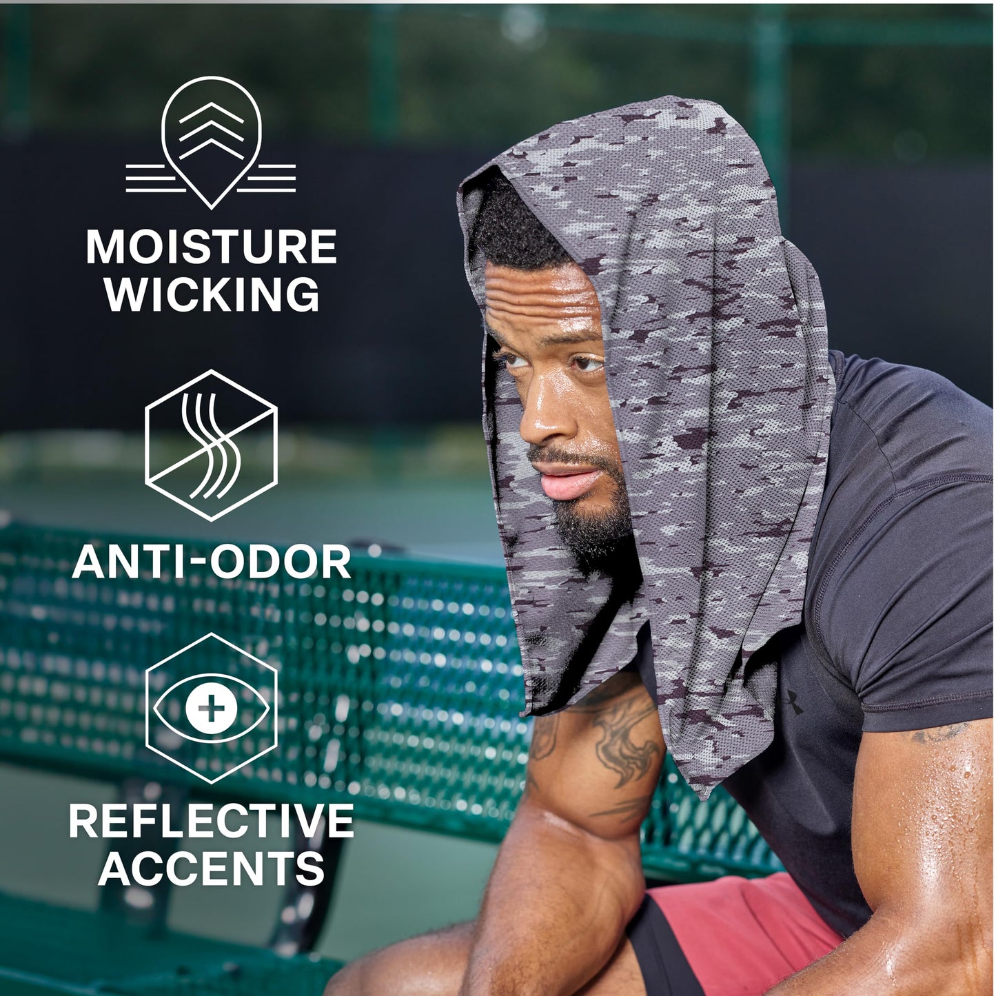 COLD FACTOR Instant Cooling Hoodie Towel – Advanced Chemical-Free Evaporative Cooling Technology – UPF 50+, 2+ Hours Cooling