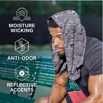COLD FACTOR Instant Cooling Hoodie Towel – Advanced Chemical-Free Evaporative Cooling Technology – UPF 50+, 2+ Hours Cooling