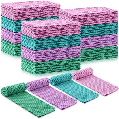 Shellwei 100 Pcs Cooling Towels Bulk 32 x 12 Inch Ice Towel Bulk Cooling Rag for Face and Neck Soft Breathable Microfiber Cloth Chilly Quick Cold for Gym Sport Golf Running Stay Cold (Multicolor)