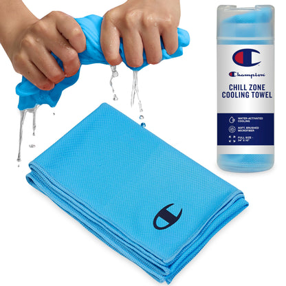 Champion Face & Neck Towel for Active Cooling (White), 34"x10" Lightweight Cooling Neck Wrap for Yoga, Hiking, and Outdoor Workouts, Reusable Sports Towel with Unique Fabric & Sun Protection