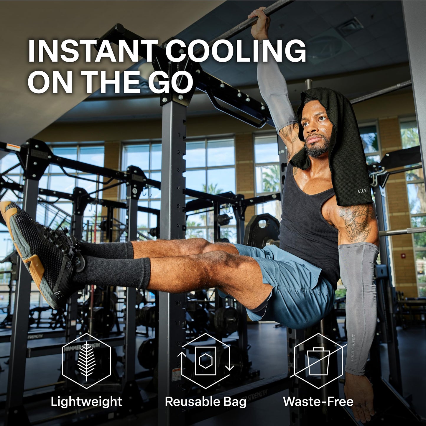 COLD FACTOR Instant Cooling Hoodie Towel – Advanced Chemical-Free Evaporative Cooling Technology – UPF 50+, 2+ Hours Cooling